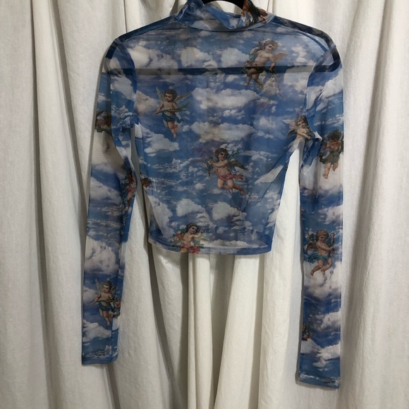 Mesh T Neck Long Sleeves - Picture 3 of 3